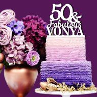 Mirror Gold #64 Sugar Yeti Brand Made in USA Custom Cake Toppers 50 &amp; Fabulous Name Birthday Cake Toppers Personalized... N10