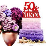 Mirror Gold #64 Sugar Yeti Brand Made in USA Custom Cake Toppers 50 &amp; Fabulous Name Birthday Cake Toppers Personalized... N12