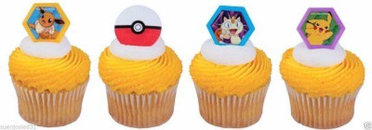 24 POKEMON I CHOOSE YOU CUPCAKE RINGS CAKE TOPPERS N2