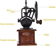 Dewel Household Small Gear Grinding Machine / Vintage Large Wheel Grinder for Coffee, Bean &amp; Spice, etc. / Ideal... N3