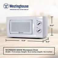 Westinghouse WCM660W 600 Watt Counter Top Microwave Oven, 0.6 Cubic Feet, White N4