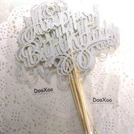 DOOXOO Silver Personalized Glitter Happy Birthday Cake Topper Glitter Cake Topper Cake Decoration Birthday Cake...
