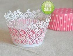 Joinwin New Romantic 24 Pack White Flower Filigree Lace Cupcake Wrapper Liners Wedding Birthday Party Cake Wrapps
