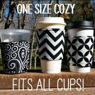 Fabric coffee cozy / cup sleeve / coffee sleeve / coffee cup holder -- Fuchsia Damask