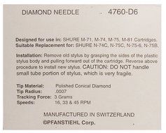 TURNTABLE NEEDLE FOR Shure N71 N75-6 N75-6 M71 M74 M75 M81 N75C M75C M75EJ 760 N2