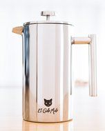 Premium Stainless Steel French Press With Lustrous Shine Polish - El Gato Malo Coffee & Tea Maker - 34oz / 1L