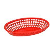 Winco Oval Fast Food Baskets, 10.25-Inch by 6.75-Inch by 2-Inch, Red