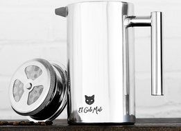 Premium Stainless Steel French Press With Lustrous Shine Polish - El Gato Malo Coffee & Tea Maker - 34oz / 1L N3