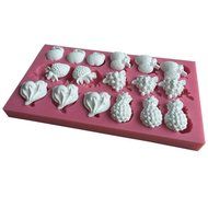 FLY 3D Silicone Apple Strawberry and Other Fruit Shape Fondant Cake Mold,Pink N6