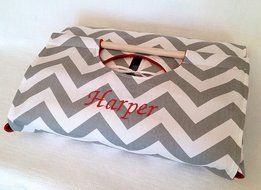Gray Chevron 9x13 Dish Tote, FREE Shipping, Can be Personalized Silver and White ZigZag Stripe N7