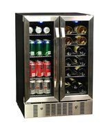 NewAir AWB-360DB 18 Bottle 60 Can Dual Zone Built-In WIne &amp; Beverage Cooler, StaInless Steel/Black N3
