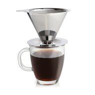 Ruzels Stainless Steel Pour Over Coffee Dripper with Reusable Double Layer Micro Mesh Filter N5