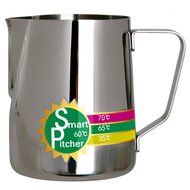 SMART PITCHER Espresso Coffee Milk Frothing Pitcher With Built-In Thermometer, Stainless Steel (20 oz) N2