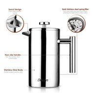 Decen Double Wall Stainless Steel French Press Coffee & Tea Maker, 8 Cups Coffee Press Pot, 1 Liter N3