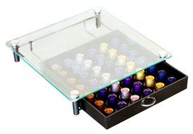 DecoBros Crystal Tempered Glass Nespresso Storage Drawer Holder for Capsules N2