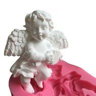 FLY Accordion Angel 3D Silicone Fondant Cake Mold For Cake Decorating Baking Mould,Pink