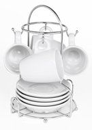 Imusa Espresso Set with Chrome Rack, 8 Piece, White