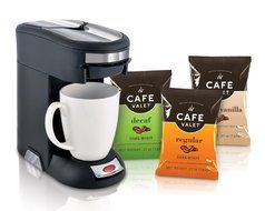 Caf&eacute; Valet Black/Silver Single Serve Coffee Brewer Starter Kit/Combo, Includes 10-Count Variety Pack of Exclusive... N6