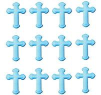 12pk First Communion Blue Cross Edible Cupcake Decoration Toppers