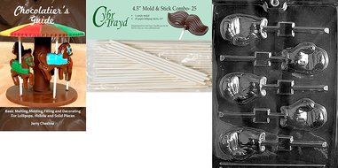 Cybrtrayd &#039;Boxing Glove Lolly&#039; Sports Chocolate Candy Mold with 25 4.5-Inch Lollipop Sticks and Chocolatier&#039;s...