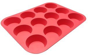 Silicone 12-Cup Muffin Pan, Red by GiftKoncepts