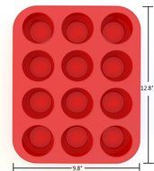Silicone 12-Cup Muffin Pan, Red by GiftKoncepts N2