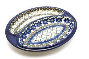 Polish Pottery Dish - Divided Polish Sausage - Primrose