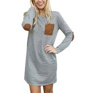 Mini Dress,Morecome Womens Long Sleeve Casual Loose Short Mini Dress (S, Dark Gray)