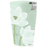 Tea Fort&eacute; KATI Single Cup Loose Leaf Tea Brewing System, Insulated Ceramic Cup with Tea Infuser and Lid, Lotus N6