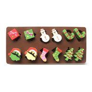 OUMOSI Christmas Themes Silicone Chocolate Mold Xmas Candy Mould Pack of 2 (Color Random)