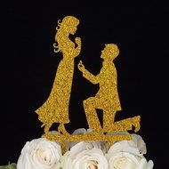 LOVENJOY with Gift Box Marry Me Groom Proposal to Bride Silhouette Wedding Cake Topper (5-inch, Black) N19