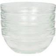 4 Small Glass Prep Bowls, 3.5 Inch Diameter