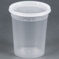 SunnyCare&reg; 32 oz.Microwavable Translucent Plastic Deli Container with Lid -(Case of 250) N4
