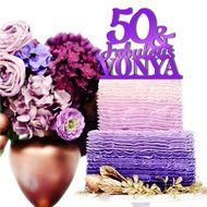 Mirror Gold #64 Sugar Yeti Brand Made in USA Custom Cake Toppers 50 &amp; Fabulous Name Birthday Cake Toppers Personalized... N17