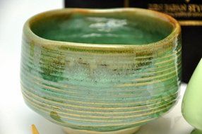 Japanese Mino Yaki ware Matcha Bowl And Tea Ceremony Set Green Tea 11.5 / 11.5 / 8cm (4.5 / 4.5 / 3.1inch)[7376] N2