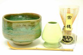 Japanese Mino Yaki ware Matcha Bowl And Tea Ceremony Set Green Tea 11.5 / 11.5 / 8cm (4.5 / 4.5 / 3.1inch)[7376] N3
