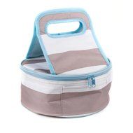 Preppy Stripe Round Casserole Carrier (Taupe/White/Sky)