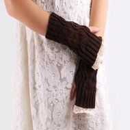 Morecome Fashion Women GirlHollow Out Lace Knitted Gloves (Black) N13