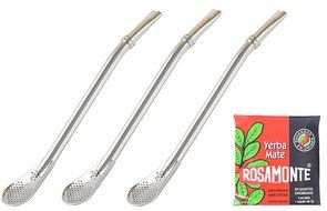 (3) HerbaFlow HerbaMax Stainless Steel Yerba Mate Bombilla Straws with Cruz de Malta tea sample N2