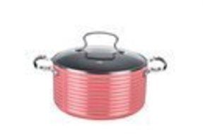 Sunkitchen 3qt sauce pot with glass lid pink color