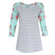 Pullover Blouse,Morecome Womens Ladies Floral Stripe Printing Round Neck Tops