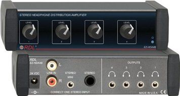 RDL EZ-HDA4B Stereo Headphone Distribution Amplifier
