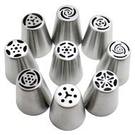 PAPISNOW Russian Piping Tips 9PCS/SET 304 Stainless Steel Large Size Icing Sugar Craft Decorating Tools (9PCS) N5
