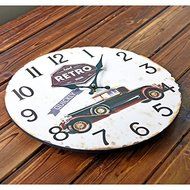 Retro Bubble Car Large Wall Clock Decorative Mute Wood Circular Clocks hotel restaurant Home Decoration