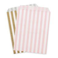 5" x 7" Party Favor Bag, Pack of 12 (Gold &amp; Light Pink | Striped) N6