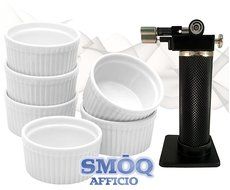SMOQ Afficio Creme Brulee Ramekins with Precision Culinary Torch SMQ-242, Baking, Dipping Bowl, Souffle &hellip; (Red...