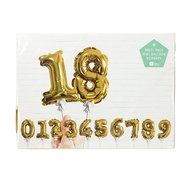 Talking Tables Party Time Gold Foil Number Ballon Cake Toppers (12 Pack), Mini, Multicolor