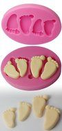 FOUR-C Silicone Embossing Mold Baby Feet Fondant and Gum Paste Mould Color Pink N3