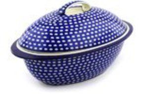 Polmedia Polish Pottery 16-inch Stoneware Baker with Cover H4032F Hand Painted from Ceramika Artystyczna in Boleslawiec...