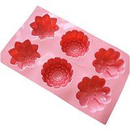 6 Holes Flowers Cake Jelly Pudding Silicone Mold Pan 11"x6.8"x1.3" Color At Random